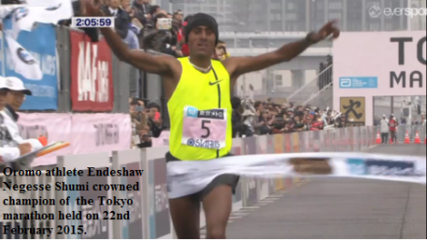 Endeshaw Negesse Shumi the champion of Tokyo Marathon 2015