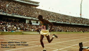 Oromo athlete Mamo Wolde Dagaga Winning 1968 Olympic Marathon Event