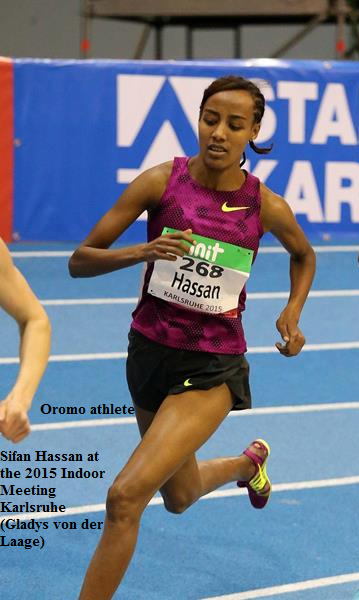 Oromo athlete Sifan Hassan at the 2015 Indoor Meeting Karlsruhe Gladys von der Laage
